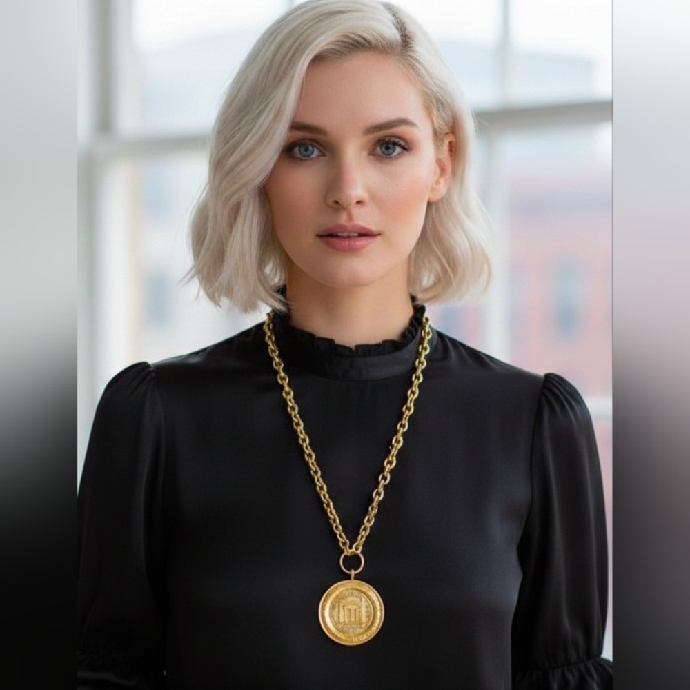 CHANEL Gold Plated CC Logos Cambon Charm Vintage Necklace Pendant - Picture 2 of 8